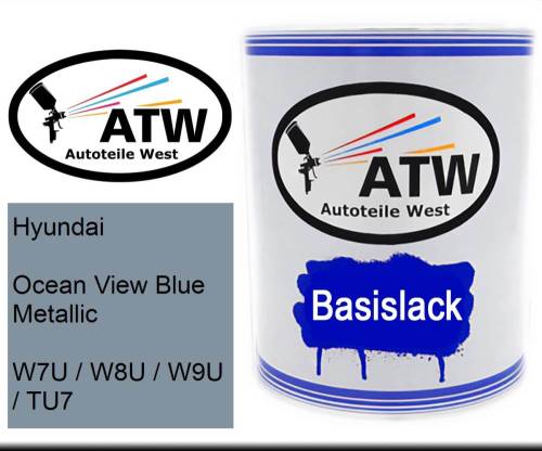 Hyundai, Ocean View Blue Metallic, W7U / W8U / W9U / TU7: 1L Lackdose, von ATW Autoteile West.